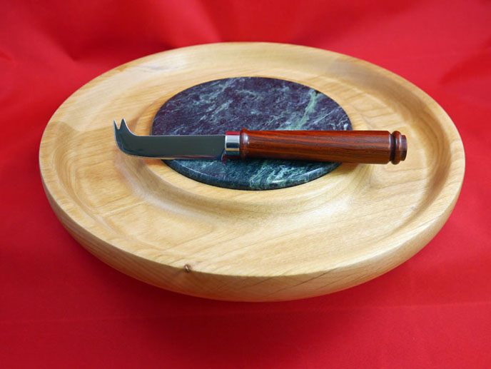 Alder Cheese Tray, Knife with Cocobolo Handle
