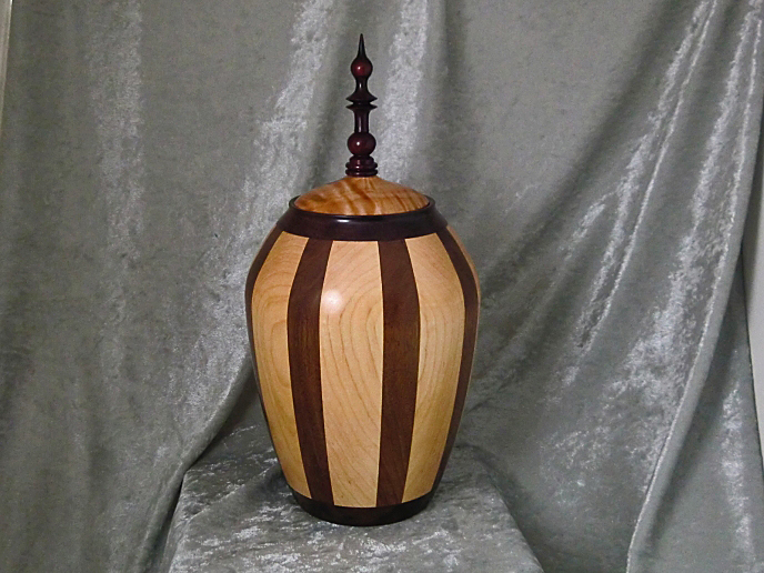 Stave Bowl, Finial Bowl, Maple and Walnut Bowl, Turned Stave Bowl