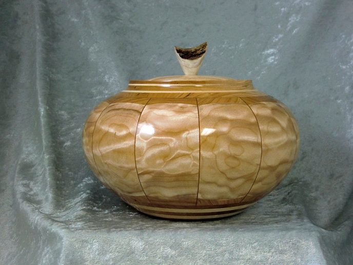 Quilted Maple Bowl, Stave Bowl, Turned Wooden Bowl